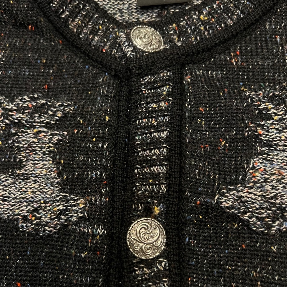 Dale of Norway Black Gray Pure New Wool Nordic Reindeer Cardigan Sweater Size M - Picture 6 of 7